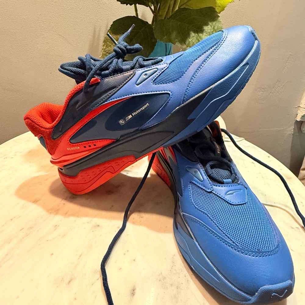 Blue and Red Athletic Sneakers